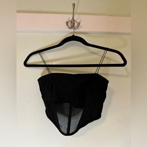 XS/S Shop Priceless Spaghetti Strap Mesh Black Corset Bustier